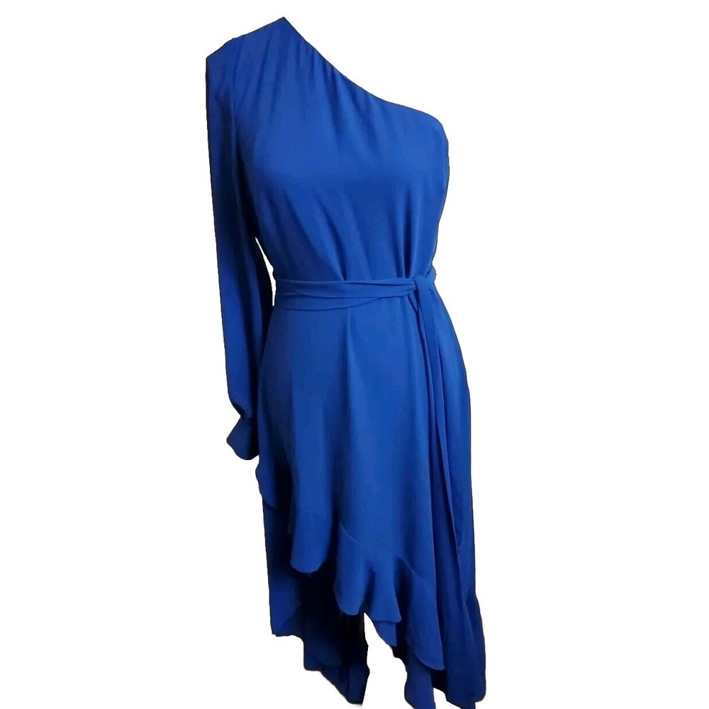 Belle Badgley Mischka dresses formal, Blue US 10, 1 Sleeved Chiffon Layered